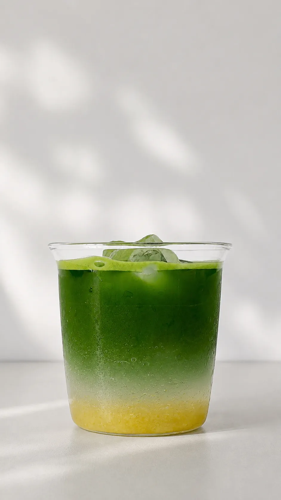 A single Oku matcha drink, close up.